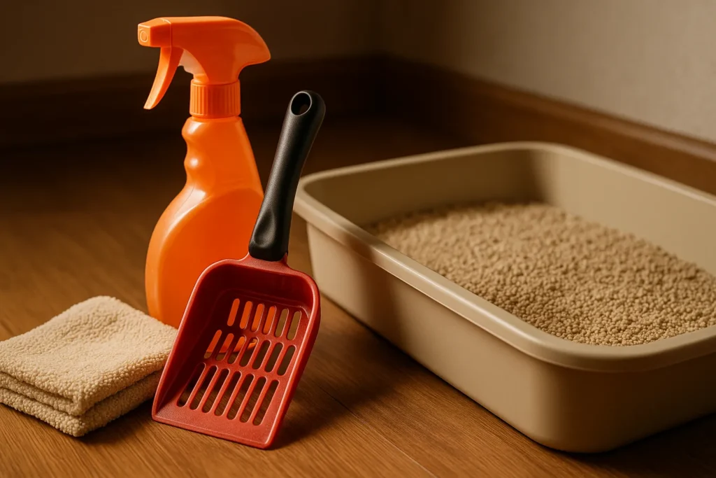 Cleaning Litter Cat Box