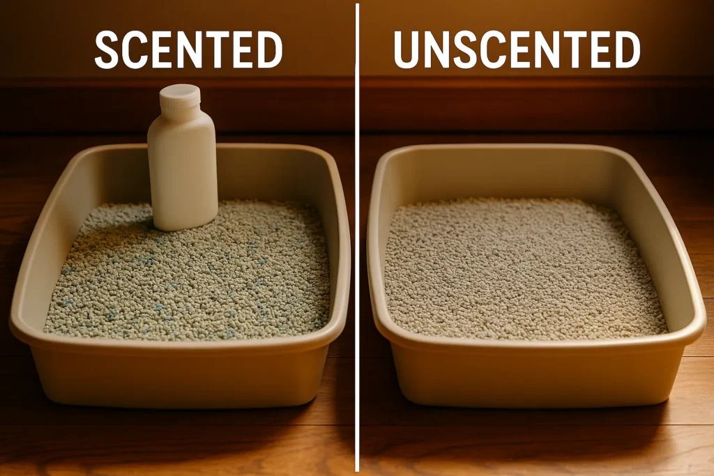 unscented and scented cat litter boxes