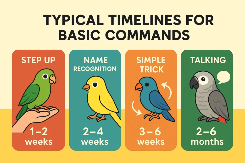 Timelines for Teaching Pet Birds