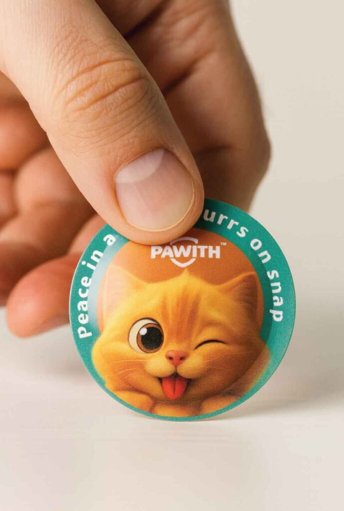 hand pressing the dual-POP design on the PAWITH Calming Pop Patch