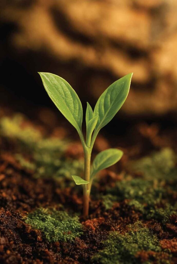 plant growth inside a terrarium