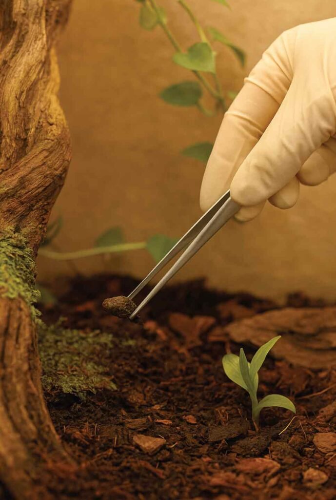 spot cleaning inside a terrarium