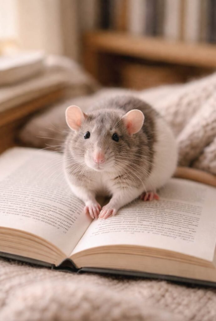 Well-organized multi-level pet rat cage with hammocks and enrichment - proper rat habitat setup