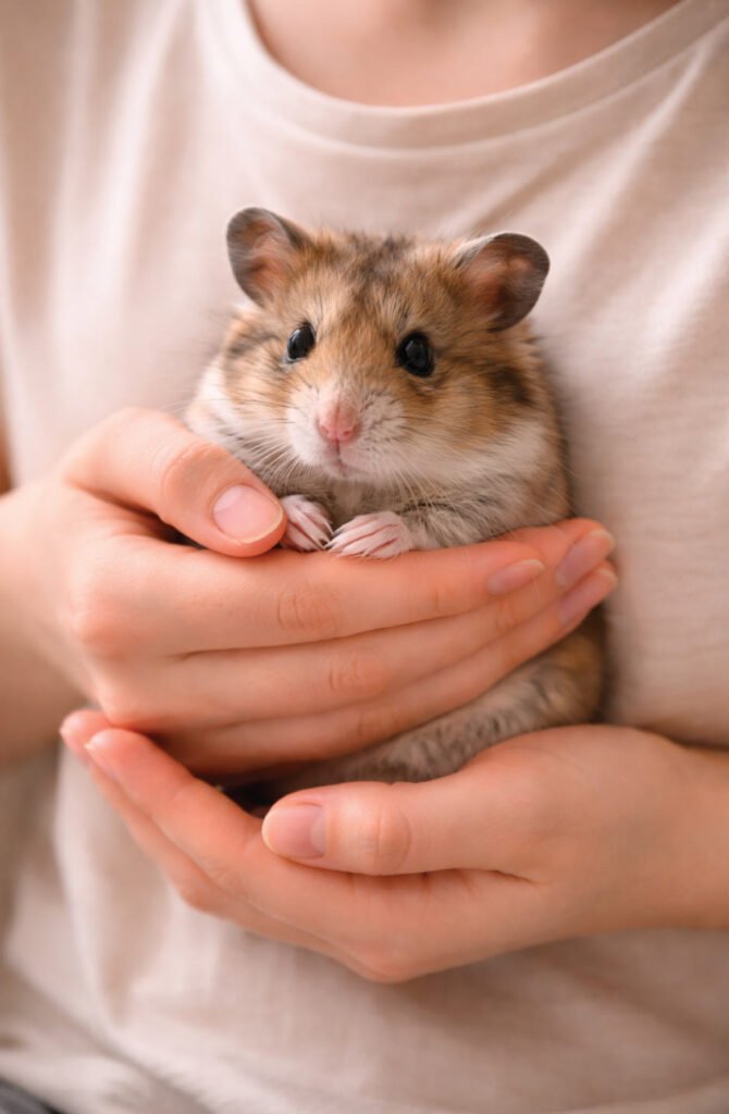 Proper scooping technique for safely handling and holding small pets