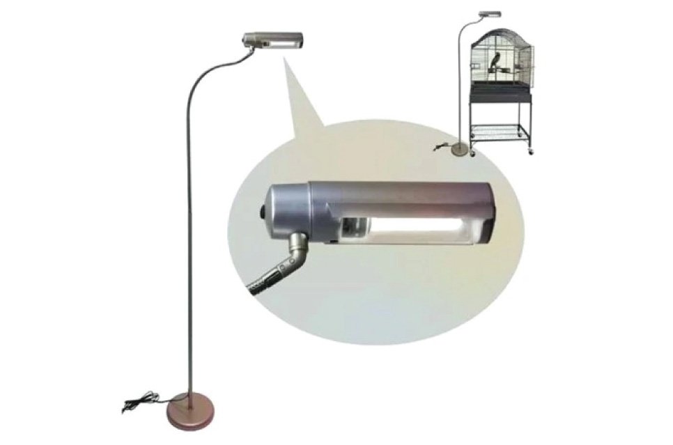 This full-spectrum floor lamp provides both UVA and UVB light, making it a strong option for larger cages or setups where more light coverage is needed.