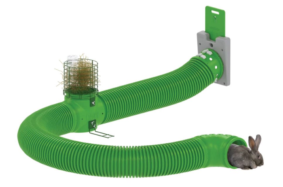The clever new Zippi Rabbit Tunnel System from Omlet is a great way to connect your rabbit hutch to a bunny enclosure. The modular burrow pipes allow you to add sections at any time to create a natural maze of tunnels for your bunny to run around.
