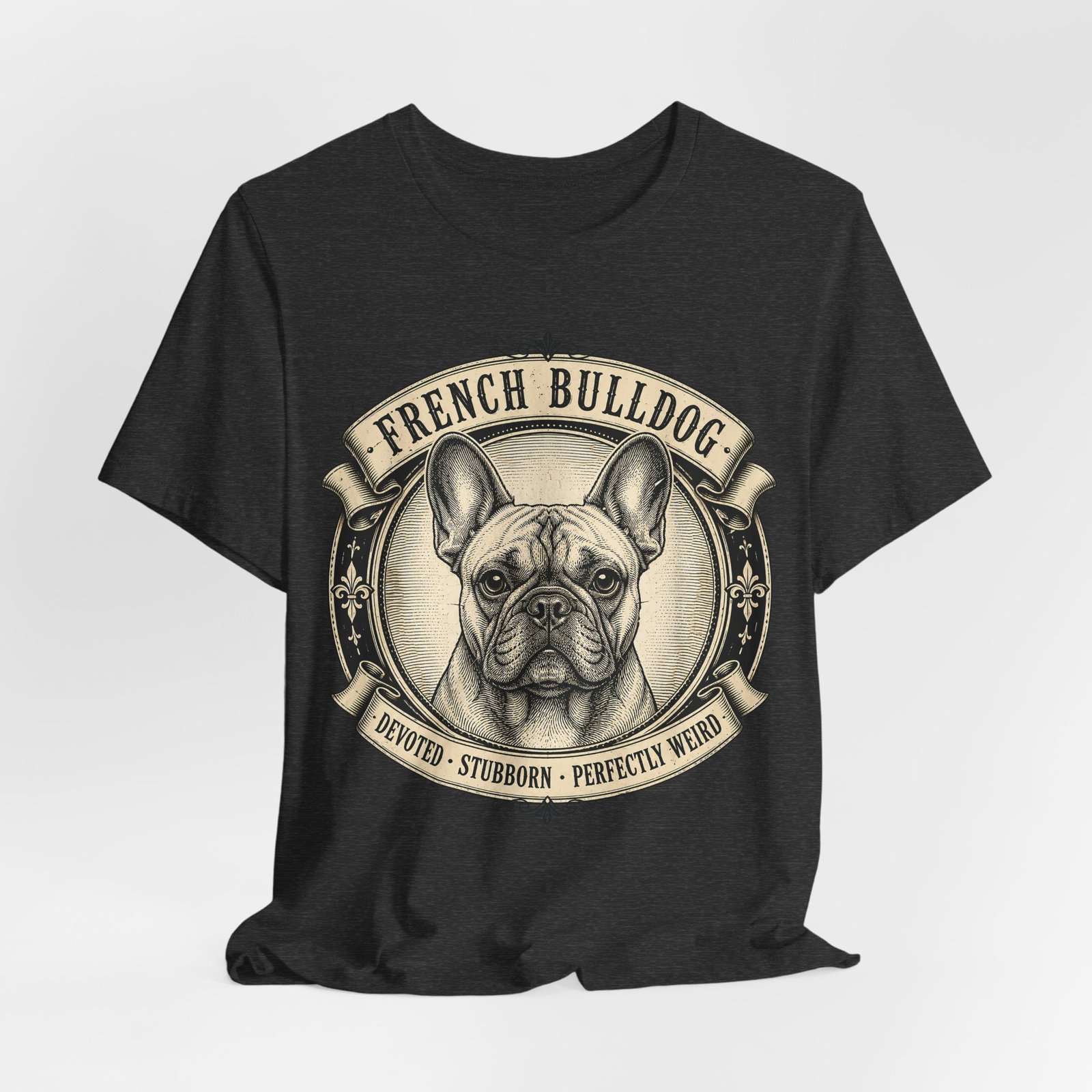 French Bulldog T-Shirt | Vintage Frenchie Graphic Tee | Devoted Stubborn Perfectly Weird Dog Lover Gift - Image 5