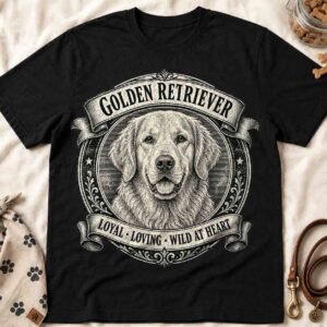 Golden Retriever T-Shirt | Vintage Golden Retriever Graphic Tee | Loyal Loving Wild at Heart Dog Lover Gift
