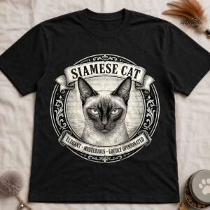 Siamese Cat T-Shirt | Vintage Siamese Cat Portrait Tee | Elegant Cat Lover Gift