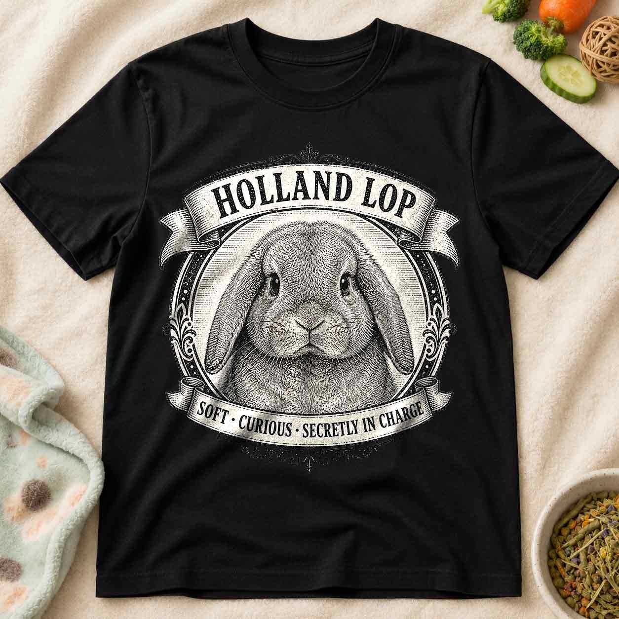 Holland Lop T-Shirt | Vintage Rabbit Graphic Tee | Soft Curious Bunny Lover Gift