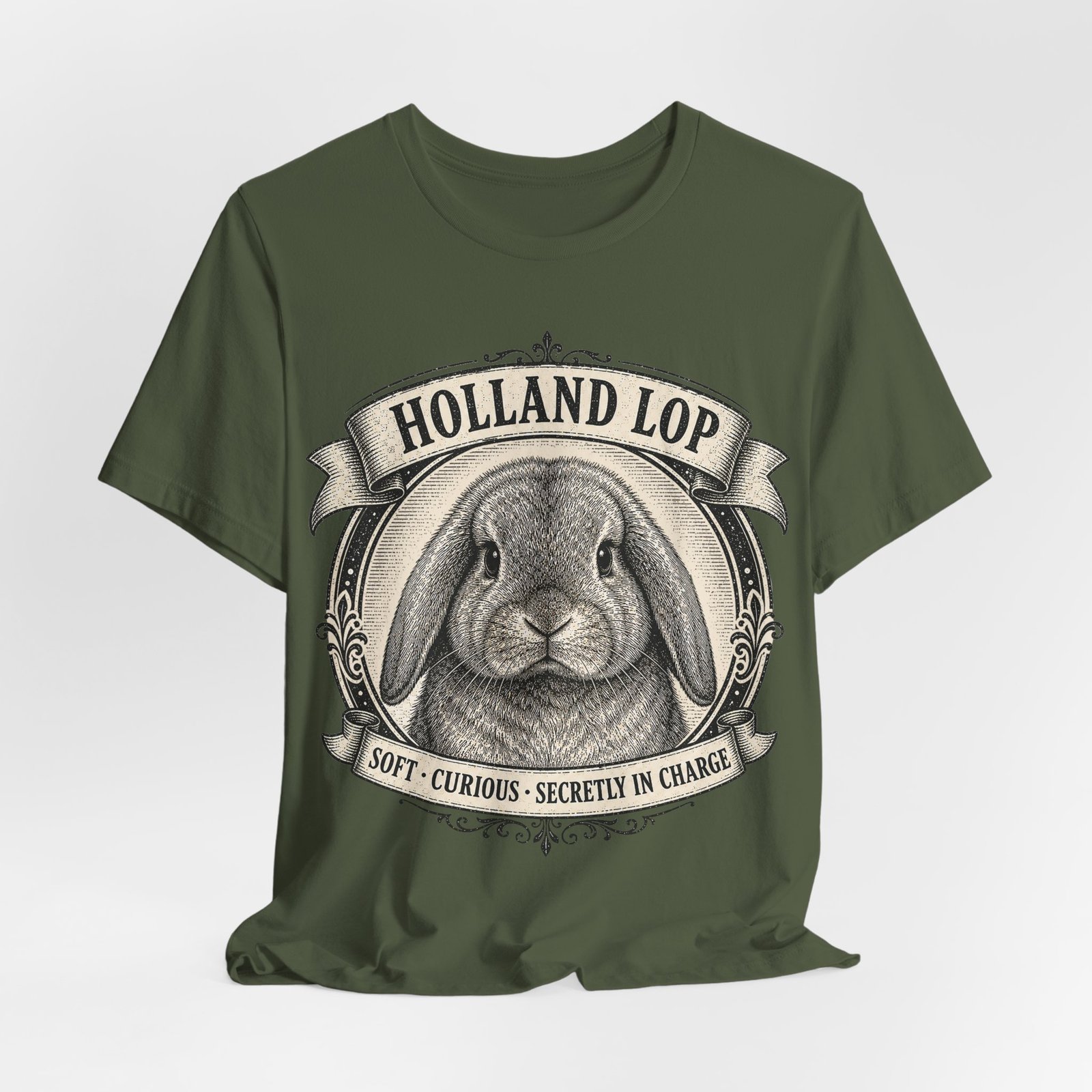 Holland Lop T-Shirt | Vintage Rabbit Graphic Tee | Soft Curious Bunny Lover Gift - Image 5