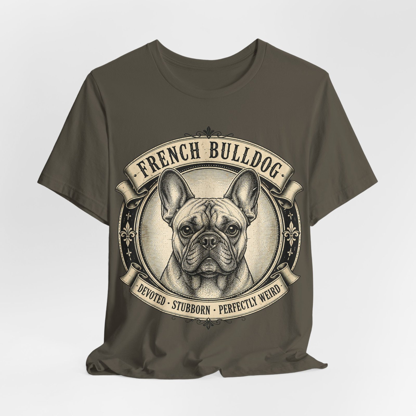 French Bulldog T-Shirt | Vintage Frenchie Graphic Tee | Devoted Stubborn Perfectly Weird Dog Lover Gift - Image 4