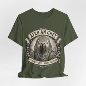 African Grey Parrot T-Shirt | Vintage Bird Graphic Tee | Wise Watchful Bird Lover Gift