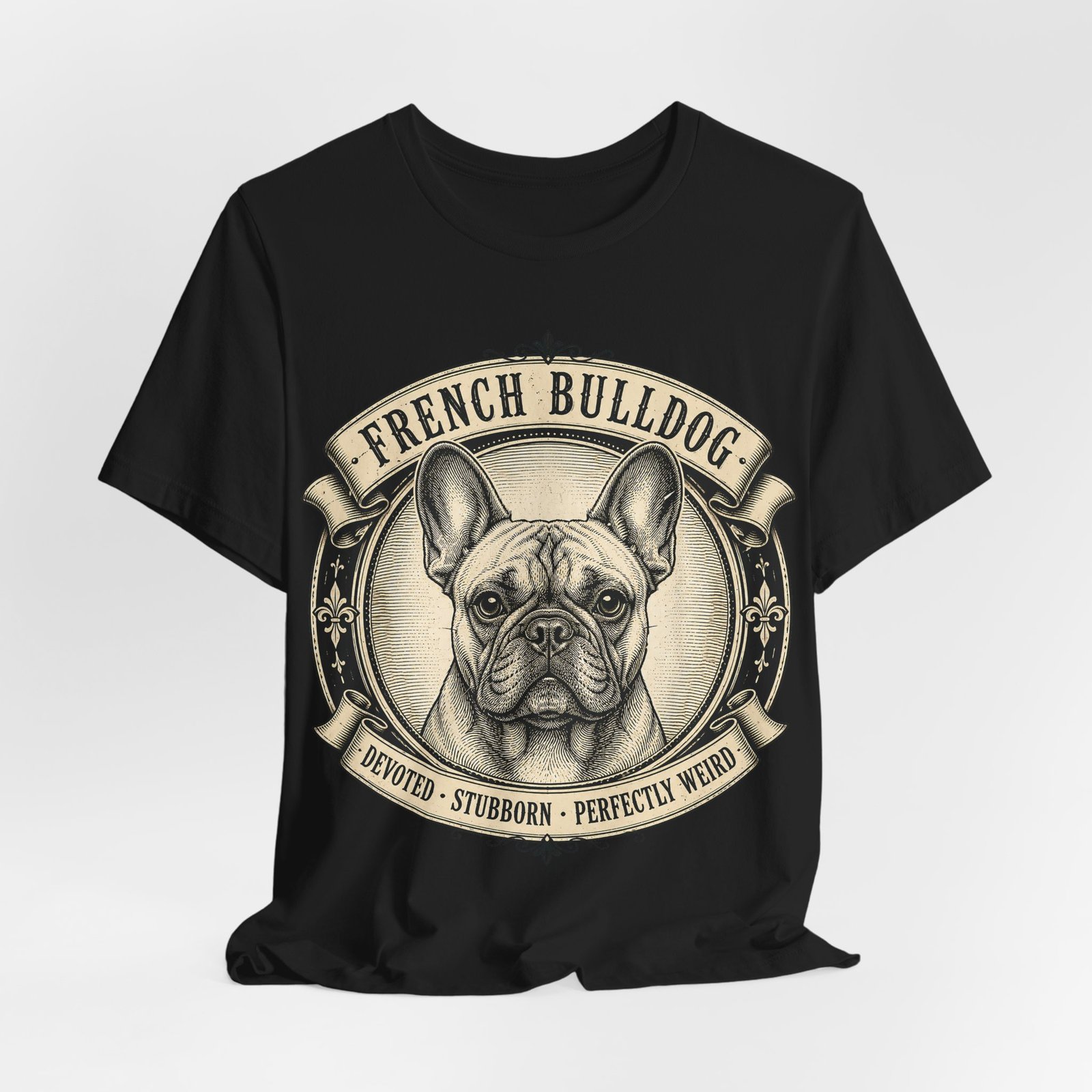 French Bulldog T-Shirt | Vintage Frenchie Graphic Tee | Devoted Stubborn Perfectly Weird Dog Lover Gift - Image 2