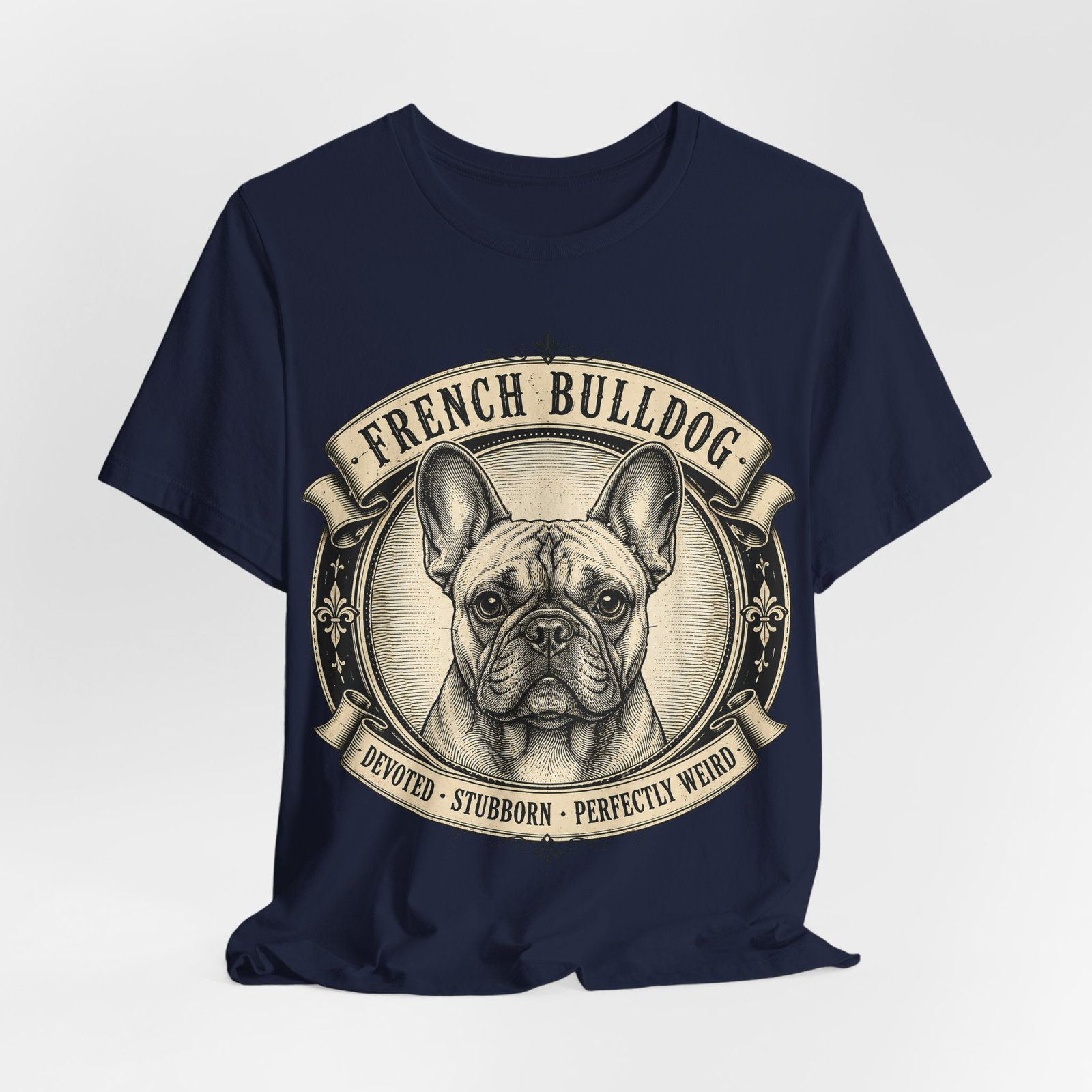 French Bulldog T-Shirt | Vintage Frenchie Graphic Tee | Devoted Stubborn Perfectly Weird Dog Lover Gift - Image 3